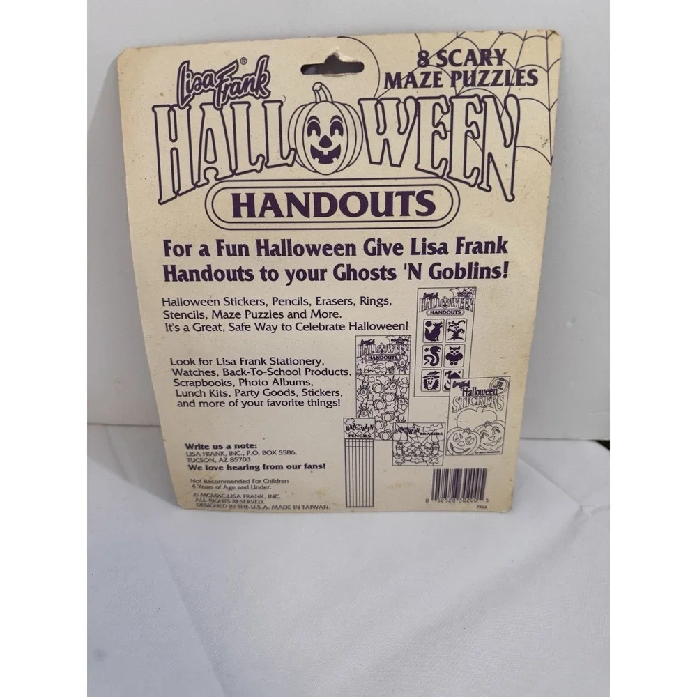 Vintage Lisa Frank‎ Halloween Party Favors 8 Scary Maze Puzzles Never Opened